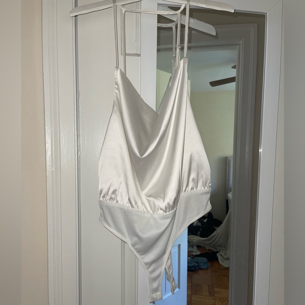 White Satin Tank Top Body Suit